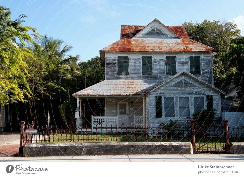 Antiques - Remainders Spring Tree Grass Bushes Garden Key West Americas Port City Old town Detached house Dream house Hut Gate Manmade structures Building