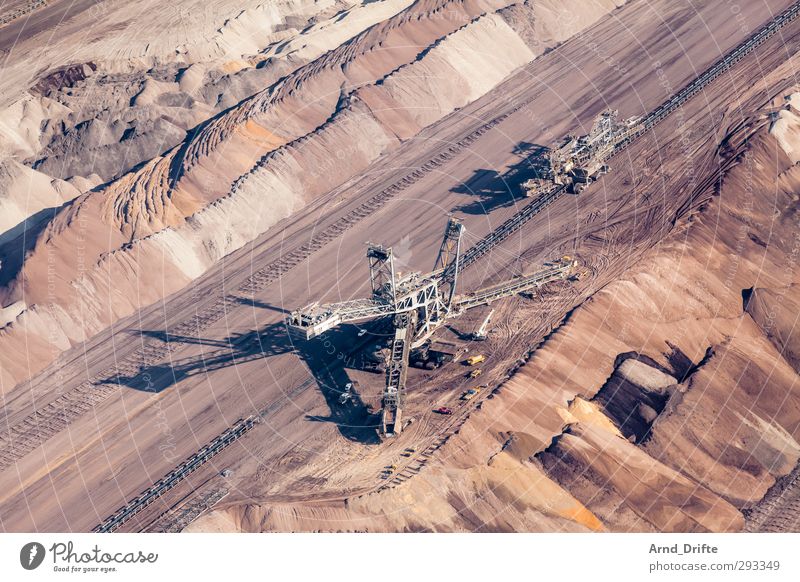 open pit lignite mine Energy industry Environment Destruction Excavator Lignite dig Soft coal mining conveyor bridge Pit Coal Hollow open pit mining