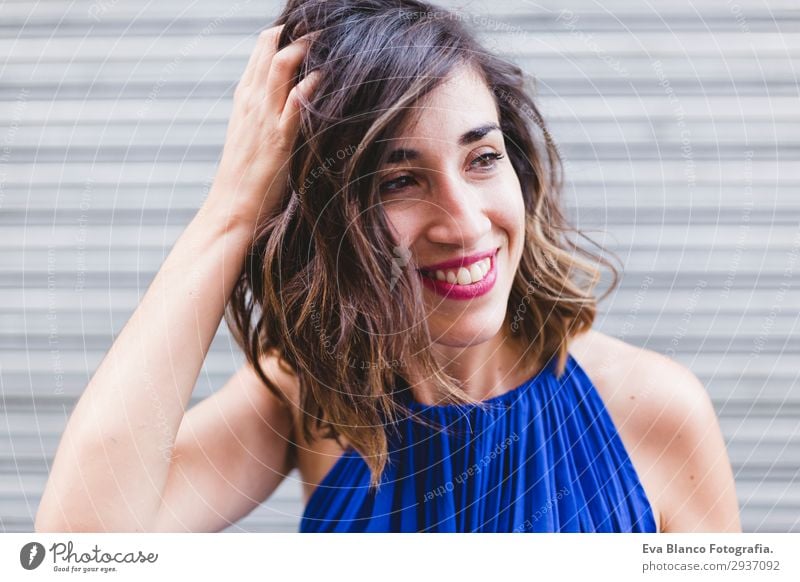 young beautiful woman smiling and playing with hair Lifestyle Style Happy Beautiful Calm Playing Summer Sun Human being Feminine Young woman