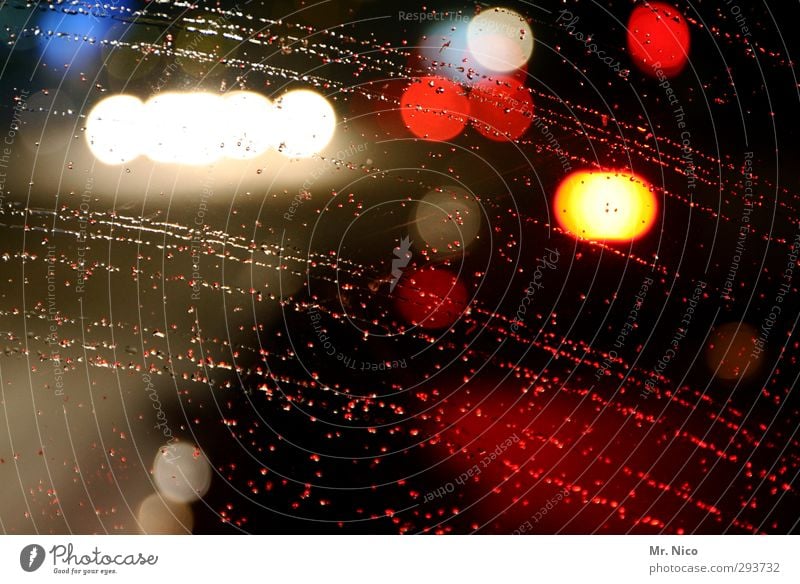 driving towards the daylight Bad weather Rain Road traffic Motoring Traffic light Vehicle Multicoloured Red Light Abstract Reflection Light (Natural Phenomenon)