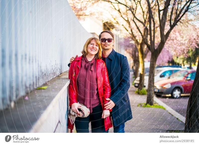 young couple in Rome in spring 2 people Portrait photograph Young woman Young man Couple Happy Happiness Contentment Love Italy Town Spring Day