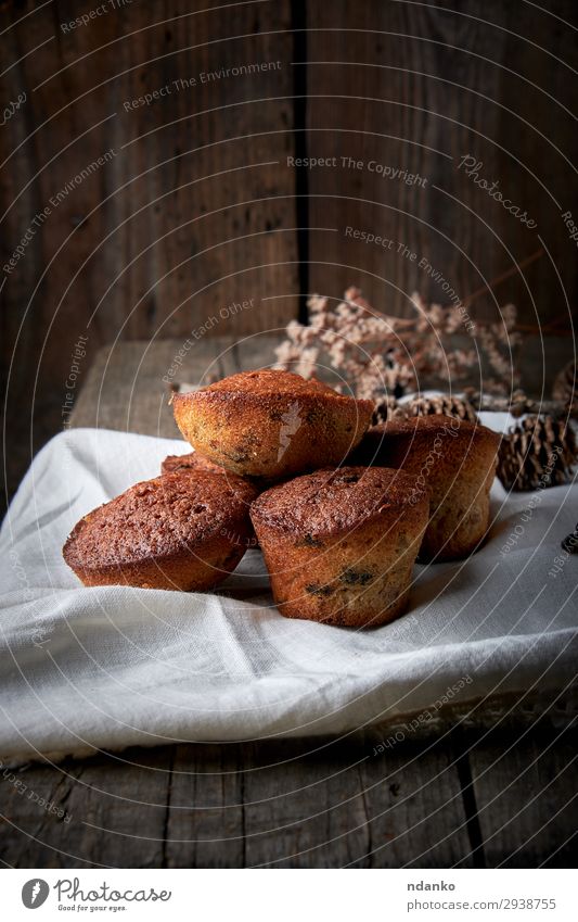 baked small round cupcakes on a white textile napkin Fruit Bread Dessert Table Wood Fresh Retro Brown White Tradition Baking Bakery board cooking Dried food