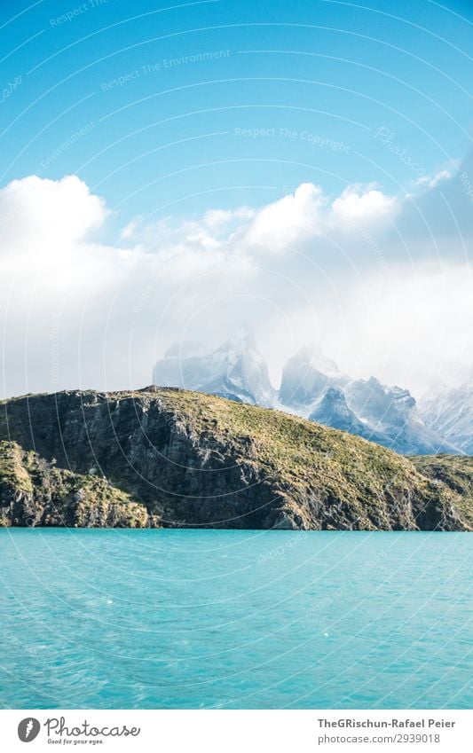 Lake in Torres del Paine National Park Environment Nature Landscape Turquoise White Torres del Paine NP Water Mountain Clouds Hiking Boating trip Chile