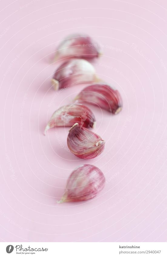 Fresh garlic on a light pink background Vegetable Herbs and spices Vegetarian diet Decline Garlic bulb ingrerient Clove pastel food health healthy Organic Raw