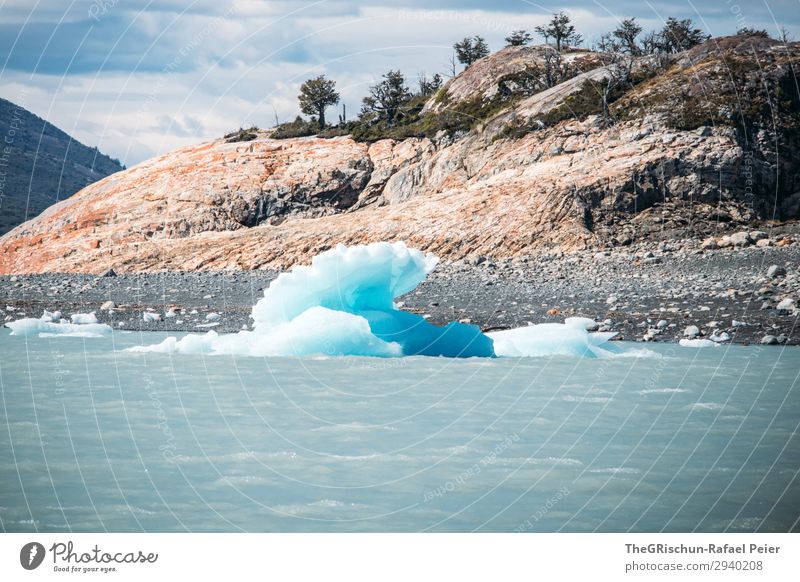 Perito Moreno Glacier Environment Nature Blue White Ice Ice floe Iceberg Rock Float in the water Wet Cold Perito Morena glacier Argentina Stone Colour photo