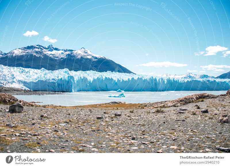 Perito Moreno Glacier Environment Nature Blue Turquoise White Sunbeam Ice floe Iceberg Mountain Argentina Coast Lake Clouds Impressive Discover Colour photo