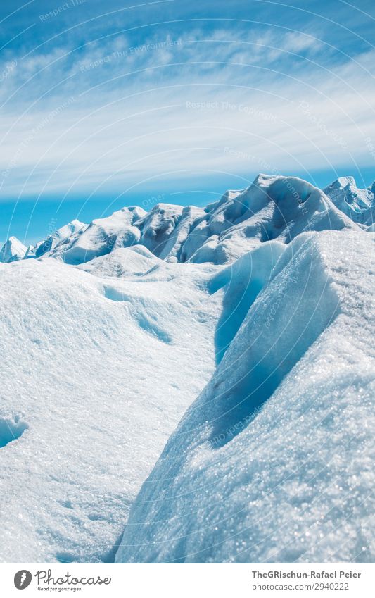 iceberg Nature Blue Turquoise White Glacier Perito Moreno Glacier Ice Snow Structures and shapes Lace Glacial migration Shadow Light Clouds Argentina Patagonia