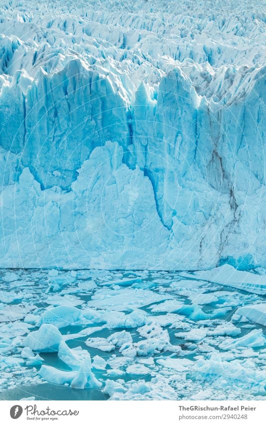 Perito Moreno Glacier Nature Blue Turquoise White Ice floe Crack & Rip & Tear Point Structures and shapes Water Float in the water break Calving Patagonia