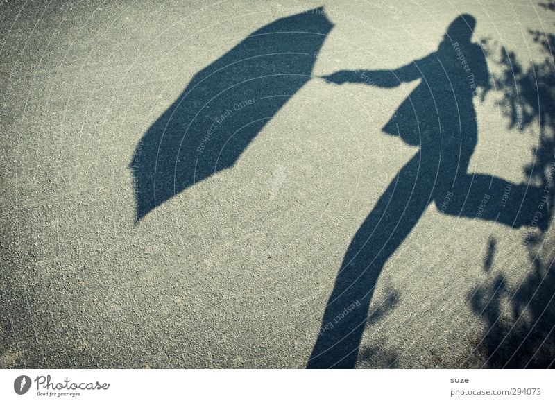 Shadow Rainman. Human being 1 Environment Weather Beautiful weather Traffic infrastructure Pedestrian Street Lanes & trails Umbrella Movement Walking Funny Gray