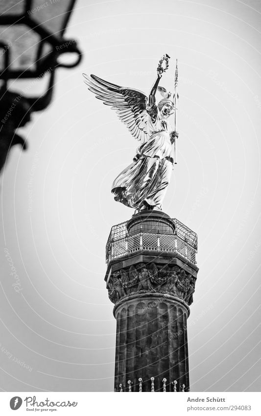 berlin. Lifestyle Elegant Art Sculpture Capital city Places Manmade structures Contentment Victory column Berlin Black & white photo Exterior shot Deserted