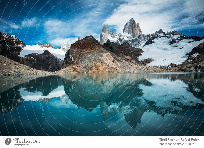 Fitz Roy - Laguna de los tres Nature Blue Turquoise White Fitz Roy mountain Reflection Mountain Hiking Climbing Monstrous Fantastic Water Mountain lake Glacier