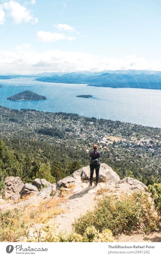 prospect Nature Landscape Blue Vantage point Forest Panorama (View) bariloche Lake Argentina Patagonia South America Human being Marvel To enjoy