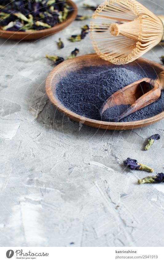 Blue matcha powder Vegetarian diet Tea Flower Natural Energy blue matcha Beater Word butterfly pea dried flowers Powder antioxidant Copy Space Dried food