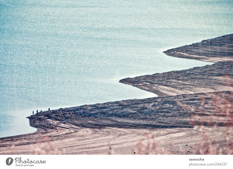 curves Summer Summer vacation Beach Environment Nature Landscape Water Coast Lakeside Hiking Sea promenade Surface of water USA Fisherman Edge Water level Stony