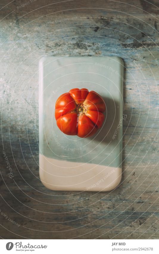 Fresh red Marmande RAF red tomatoes on stone table Food Meat Vegetable Fruit Nutrition Organic produce Vegetarian diet Diet Garden Table Nature Natural Clean