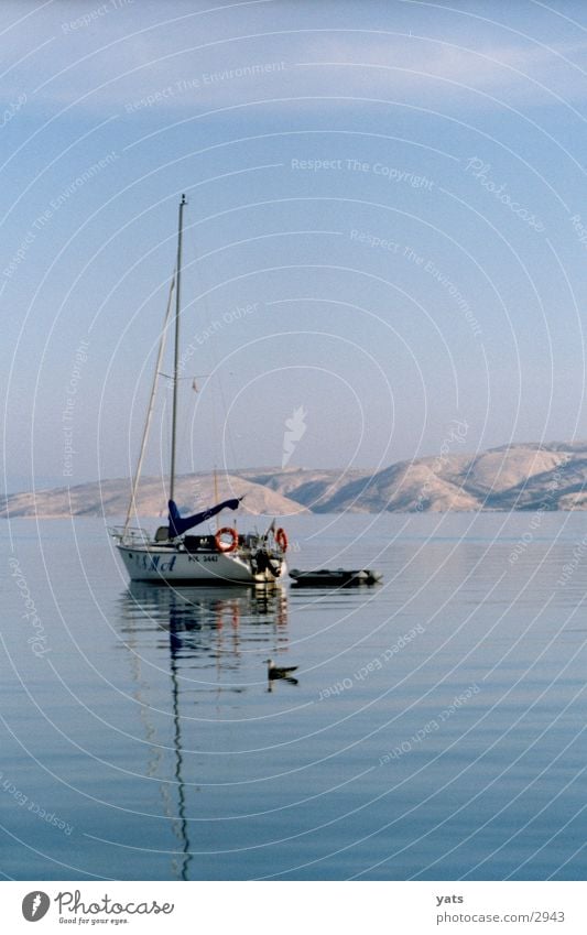 Boat with seagull, 7 in the morning Croatia Watercraft Ocean Calm Morning