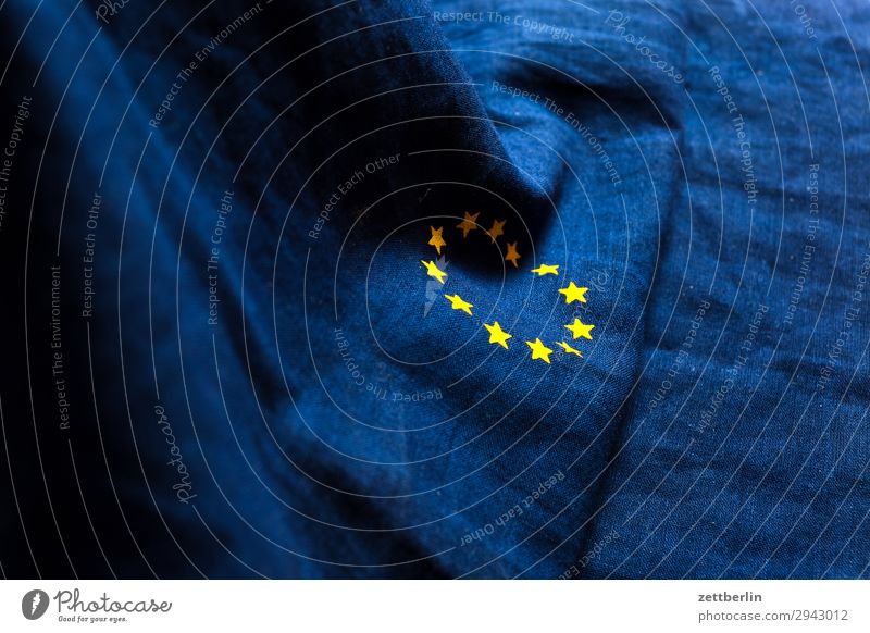 Europe Cotton Blue brexite Design European flag Flag Wrinkles Yellow Cloth Gold Circle Star (Symbol) Symbols and metaphors Textiles Landmark Integration