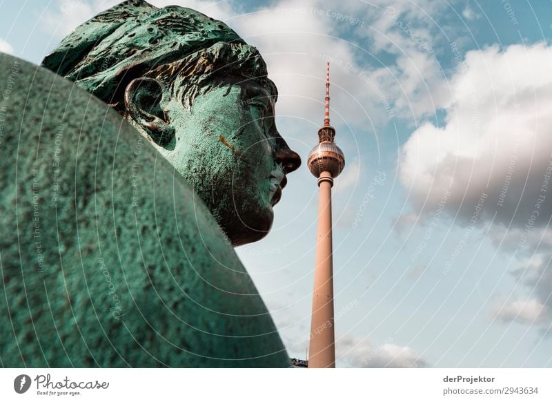 Neptune Fountain with television tower Berlin Vacation & Travel Tourism Trip Adventure Far-off places Freedom Sightseeing City trip Manmade structures Building