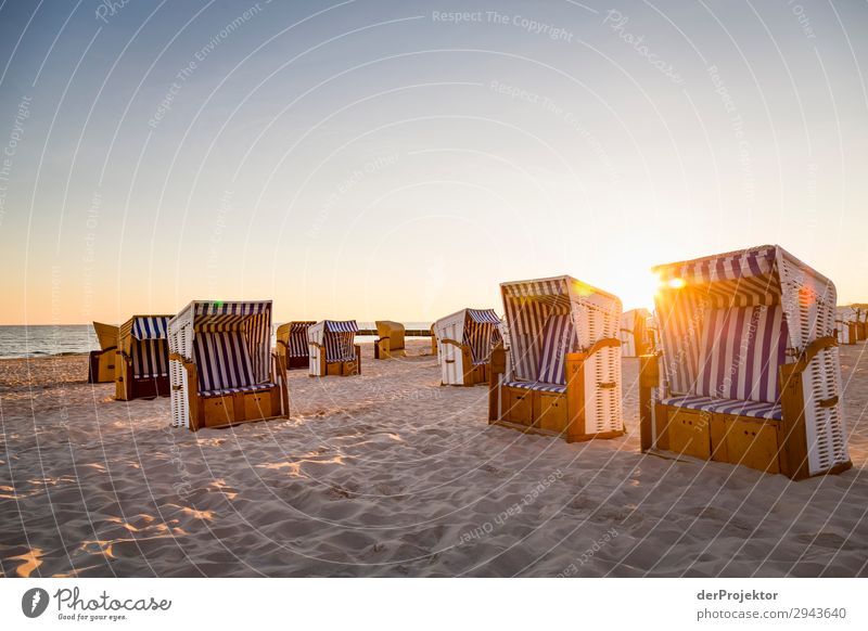 Beach chairs on the beach of Kolberg II Blue Baltic Sea Destination Trip Hiking Discover chill relax Architecture destination Travel photography Tourism