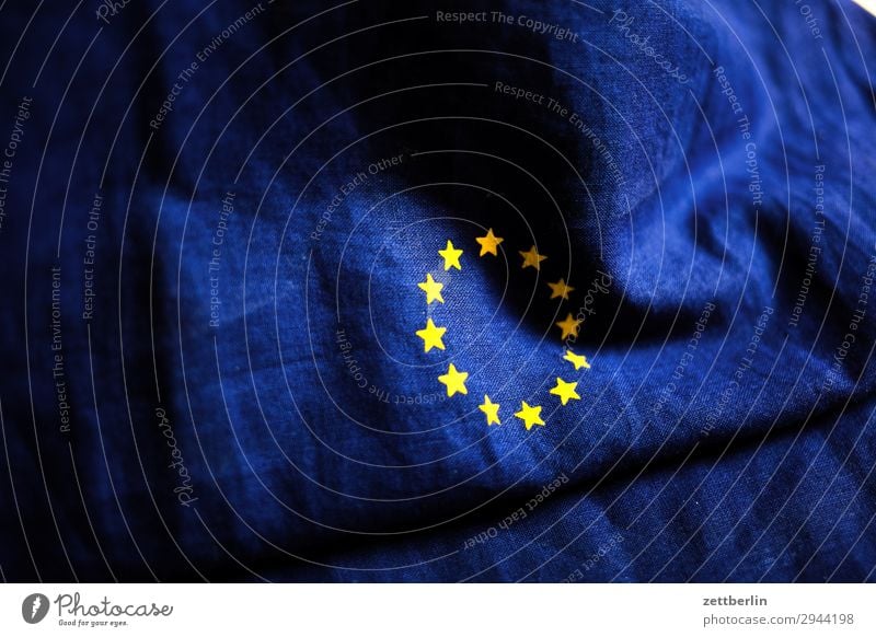 Europe again Cotton Blue brexite Design European flag Flag Wrinkles Yellow Cloth Gold Circle Star (Symbol) Symbols and metaphors Textiles Landmark Integration