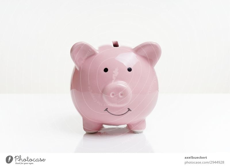 piggy bank Financial Industry Financial institution Business Pink Money box Swine Save Financial Crisis Colour photo Interior shot Studio shot Copy Space left