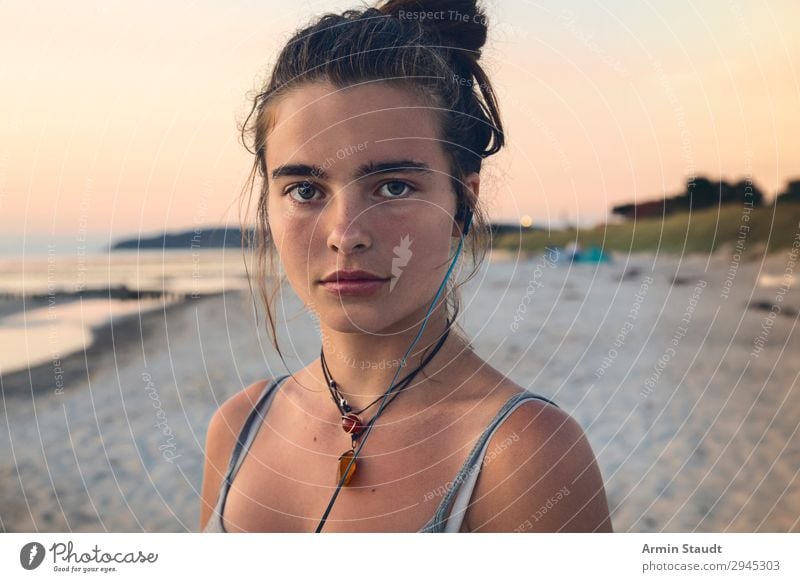 Portrait on the beach Lifestyle Joy Beautiful Harmonious Well-being Senses Relaxation Calm Vacation & Travel Tourism Adventure Far-off places Freedom