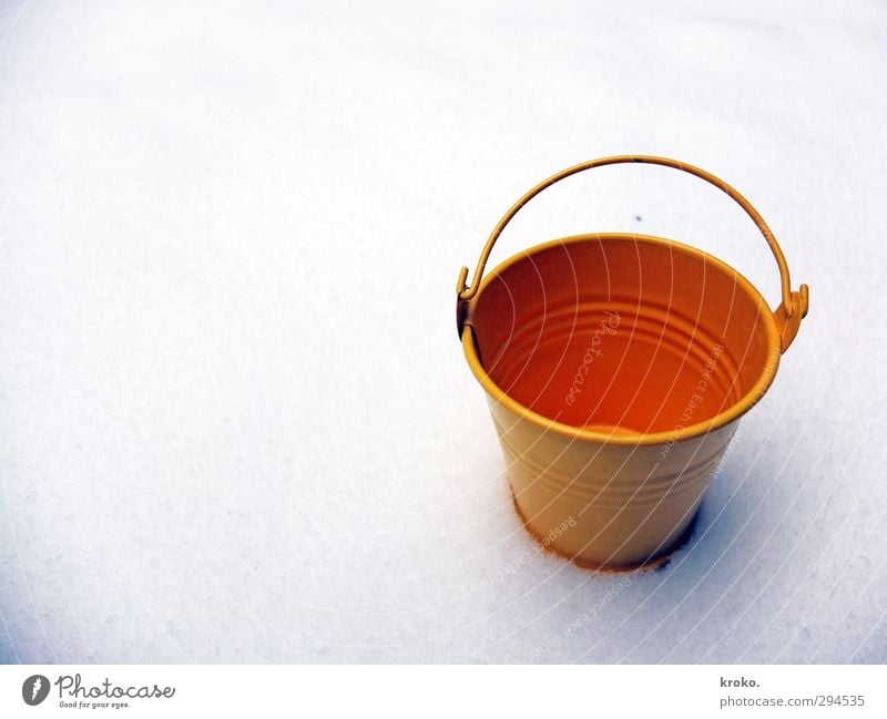 fill it up Winter Snow Tin Box Metal Clean Yellow Orange White Colour photo Exterior shot Close-up Deserted Neutral Background Day Sunlight Bird's-eye view