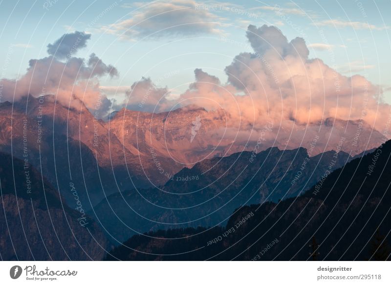 Goldberg Nature Sky Clouds Beautiful weather Alps Mountain Peak Canton Tessin Switzerland Hiking Esthetic Gigantic Large Tall Orange Longing Wanderlust