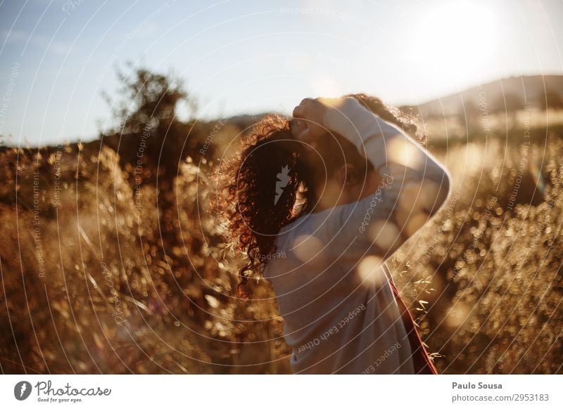 Pregnant woman at Sunset Lifestyle Human being Feminine Young woman Youth (Young adults) Mother Adults 1 18 - 30 years Nature Sunrise Summer Field