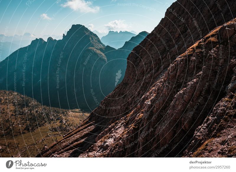 Dolomites with rocks in the foreground XII Adventure Hiking Beautiful weather Bad weather Fog Peak Summer Landscape Nature Environment Far-off places Freedom