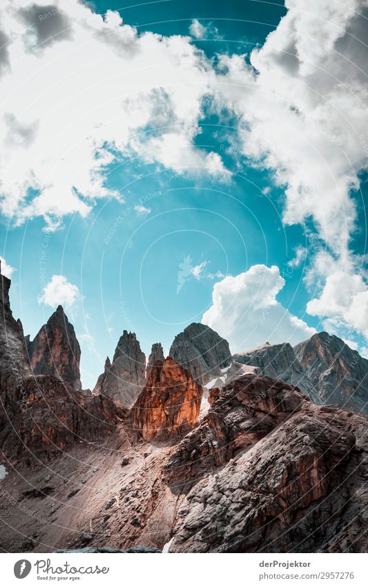 Dolomites with rocks in the foreground X Adventure Hiking Beautiful weather Bad weather Fog Peak Summer Landscape Nature Environment Far-off places Freedom