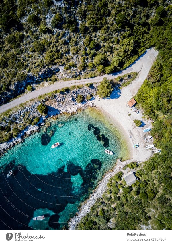 #S# Path to the Blue Environment Nature Landscape Happy Aerial photograph Bay Ocean Sea water Clarity Tree Drop anchor Watercraft Beach Small Blue Lagoon Coast