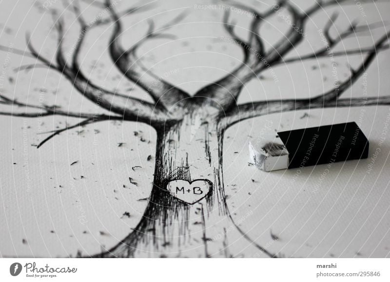 the tree of love Leisure and hobbies Nature Tree Emotions Tree trunk Treetop tree drawing Drawing Eraser Love weddingtree Wedding hatching Art