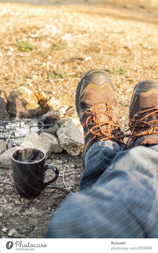 Preparing coffee with bonfire, resting during a camp in nature. Breakfast Beverage Coffee Espresso Pot Cup Mug Lifestyle Intoxicant Wellness Harmonious