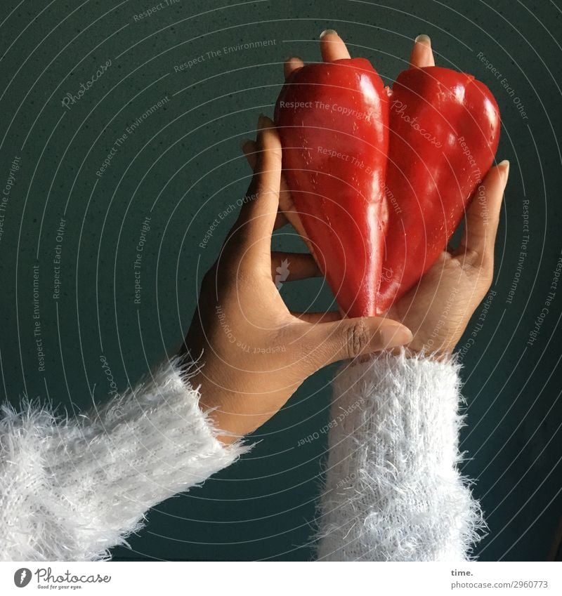 heart of nature | sure instinct Food Vegetable Pepper Nutrition Vegetarian diet Finger food Feminine Arm Hand Fingers 1 Human being Agricultural crop Sweater