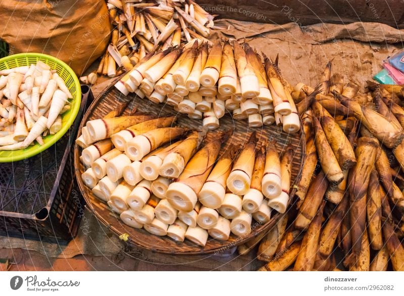 Bamboo shots at the market Fruit Shopping Vacation & Travel Garden Group Culture Nature Plant Leaf Street Wood Fresh Natural Green Colour Tradition food Asia