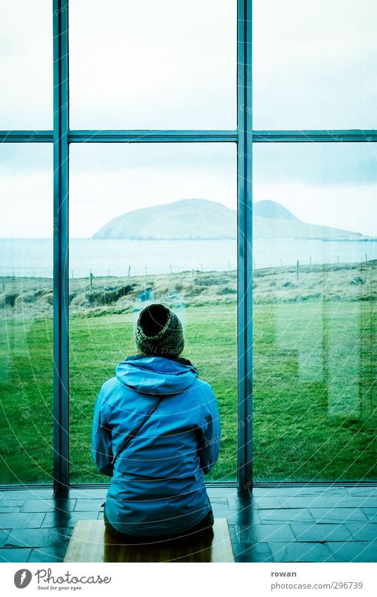 prospect Environment Nature Landscape Water Sky Clouds Meadow Rock Coast Ocean Manmade structures Building Architecture Facade Window Observe Looking Sit Calm