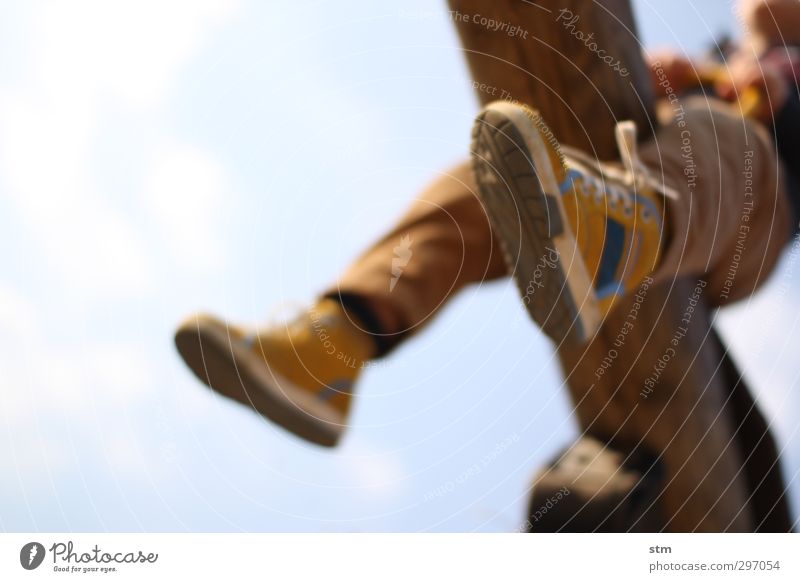 early summer day Leisure and hobbies Playing Children's game Seesaw Toddler Boy (child) Infancy Feet 1 Human being 1 - 3 years Beautiful weather Footwear