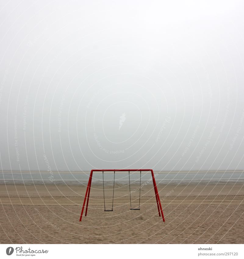 swing Sand Coast North Sea Island Langeoog Swing Gray Calm Grief Loneliness Colour photo Subdued colour Exterior shot Deserted Copy Space top Copy Space middle