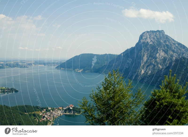 As far as the eye can see Environment Nature Landscape Elements Earth Water Sky Clouds Summer Plant Tree Foliage plant Hill Rock Mountain Peak Lakeside Esthetic