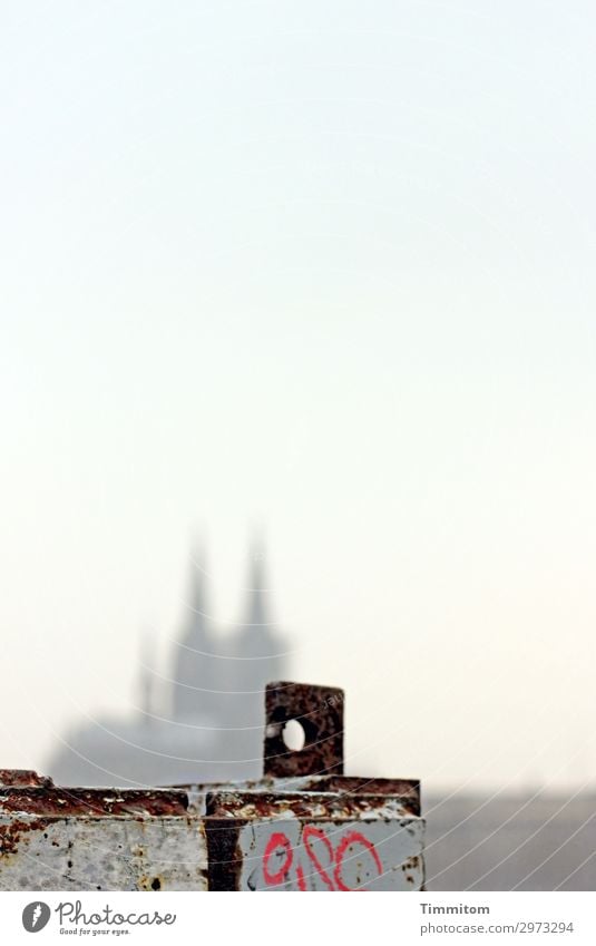 Predominantly cheerful Tourism Sky Cologne Dome Tourist Attraction Landmark Cologne Cathedral Metal Characters Blue Gray Red Black Emotions Irritation Hollow