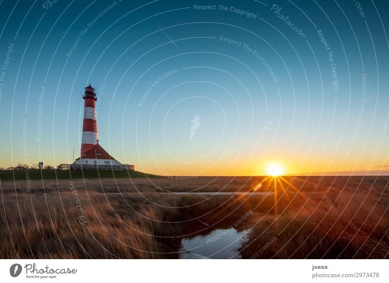 1908 Landscape Water Cloudless sky Horizon Field Western Europe Lighthouse Tourist Attraction Landmark Old Large Historic Tall Maritime Blue Brown Yellow Orange