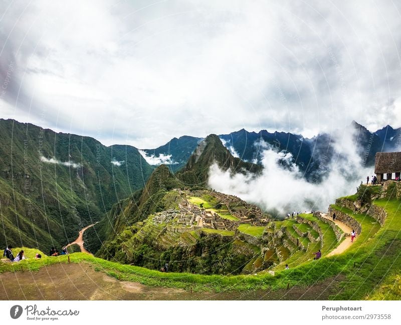 Machu Picchu - Wonder of the World, World Heritage Site Vacation & Travel Tourism Mountain Culture Landscape Earth Sky Fog Forest Virgin forest Rock Ruin