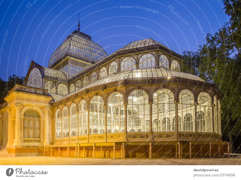 Crystal palace in Buen Retiro park, Madrid Vacation & Travel Tourism Garden Culture Landscape Sky Park Pond Lake Palace Building Architecture Monument