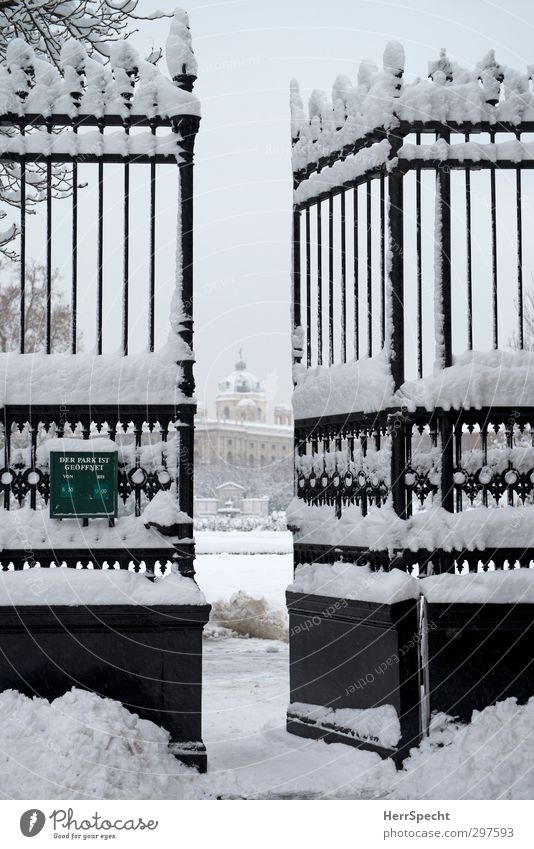 Open all the time Winter Bad weather Ice Frost Snow Park Vienna Austria Capital city Downtown Old town Gate Building Tourist Attraction museum of art history