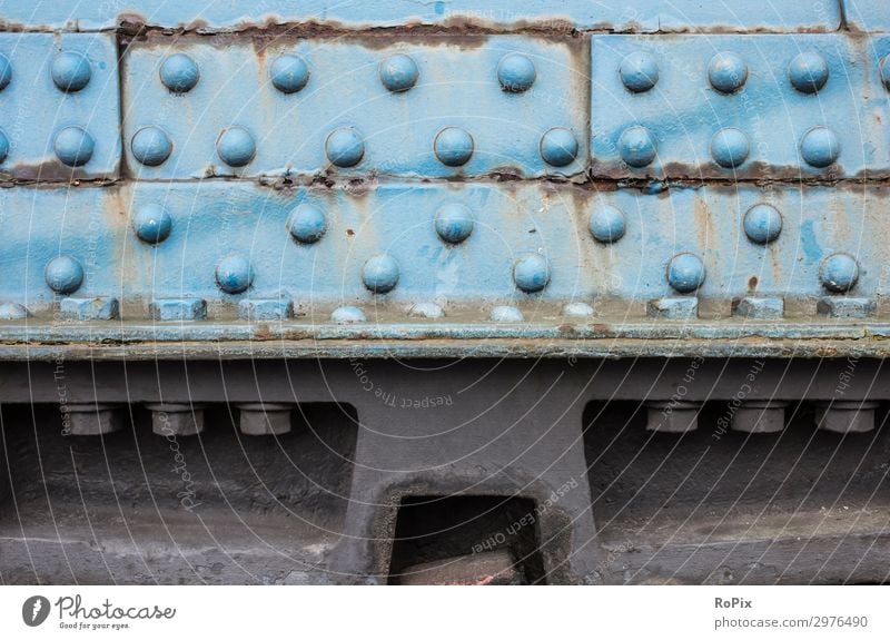 Gusset plate on an old bridge structure. Steel structure steel construction Steel construction Iron Screw pitting corrosion Bolt connection technique Weight