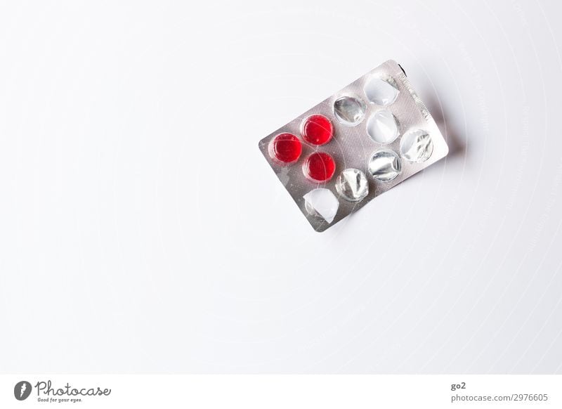 Red tablets Healthy Health care Medical treatment Nursing Illness Medication Packaging Plastic Colour photo Interior shot Studio shot Close-up Deserted