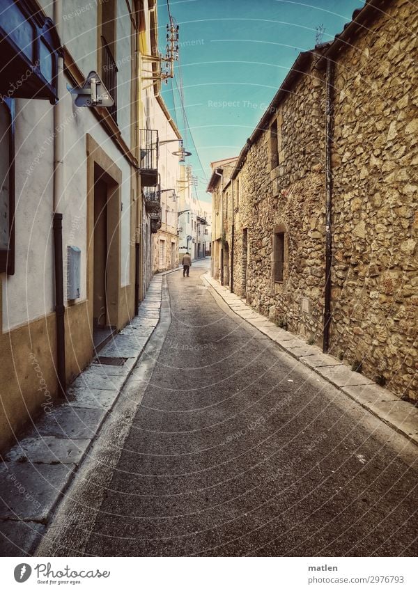 Catalan village road Human being Masculine 1 Small Town Old town House (Residential Structure) Wall (barrier) Wall (building) Window Door Pedestrian Street