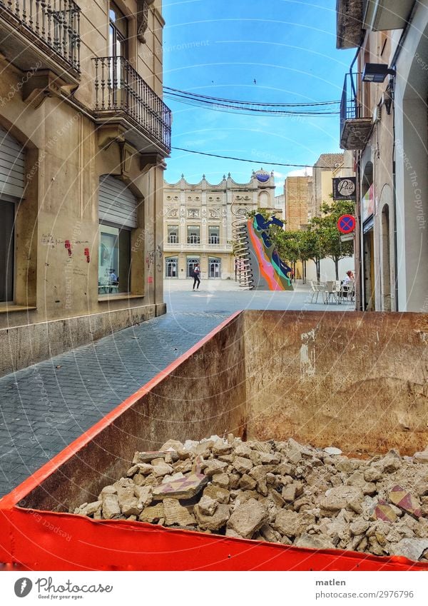 old town Town Downtown Old town House (Residential Structure) Building Architecture Wall (barrier) Wall (building) Facade Balcony Window Door Walking Blue Brown