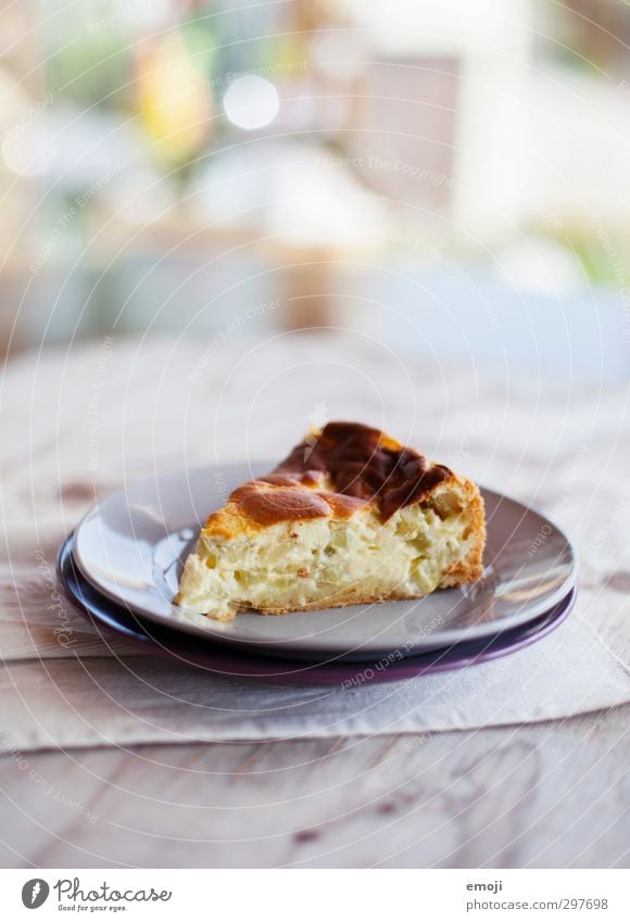 rhubarb Dairy Products Cake Dessert Nutrition Slow food Plate Delicious Sweet Piece of gateau Colour photo Interior shot Deserted Day Shallow depth of field